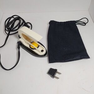 Vintage Travel Iron With Travel Bag And International Plug Adapter‎ Tested Works